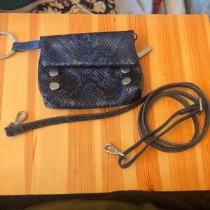 Hammitt Mini VIP crossbody with keyring French Navy Snake